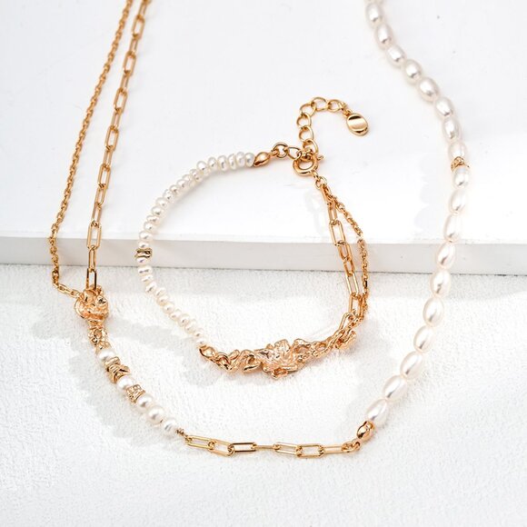 🌹 Artisan Original Design "Thorny Rose" Half Pearl & Half Chain Bracelet | S925 - Picture 5 of 5